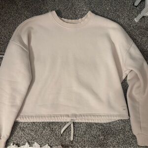 Vuori Restore Cropped Drawstring beige Crewneck Sweatshirt Sz Medium